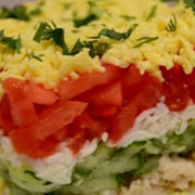 Слоеный салат с куриным филе